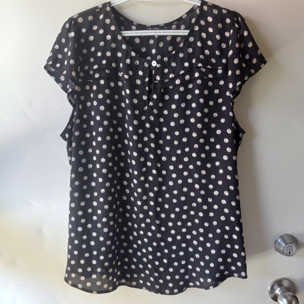 Papermoon Black and White Cap Sleeve Women's XL Blouse